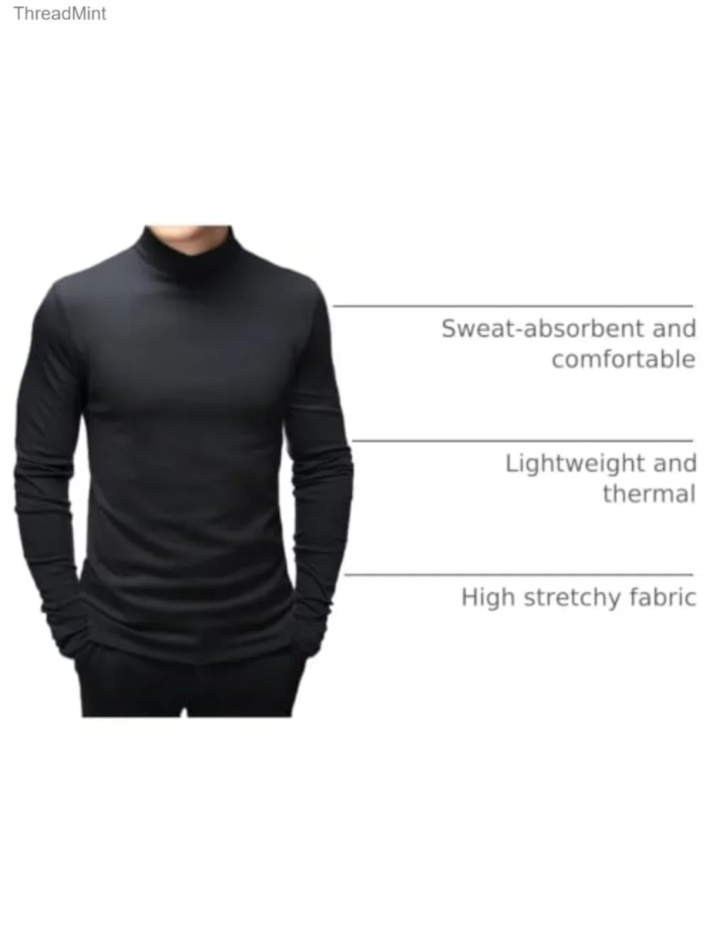 Men's Mock Turtleneck Long Sleeve T-Shirt Slim Fit Thermal Undershirt